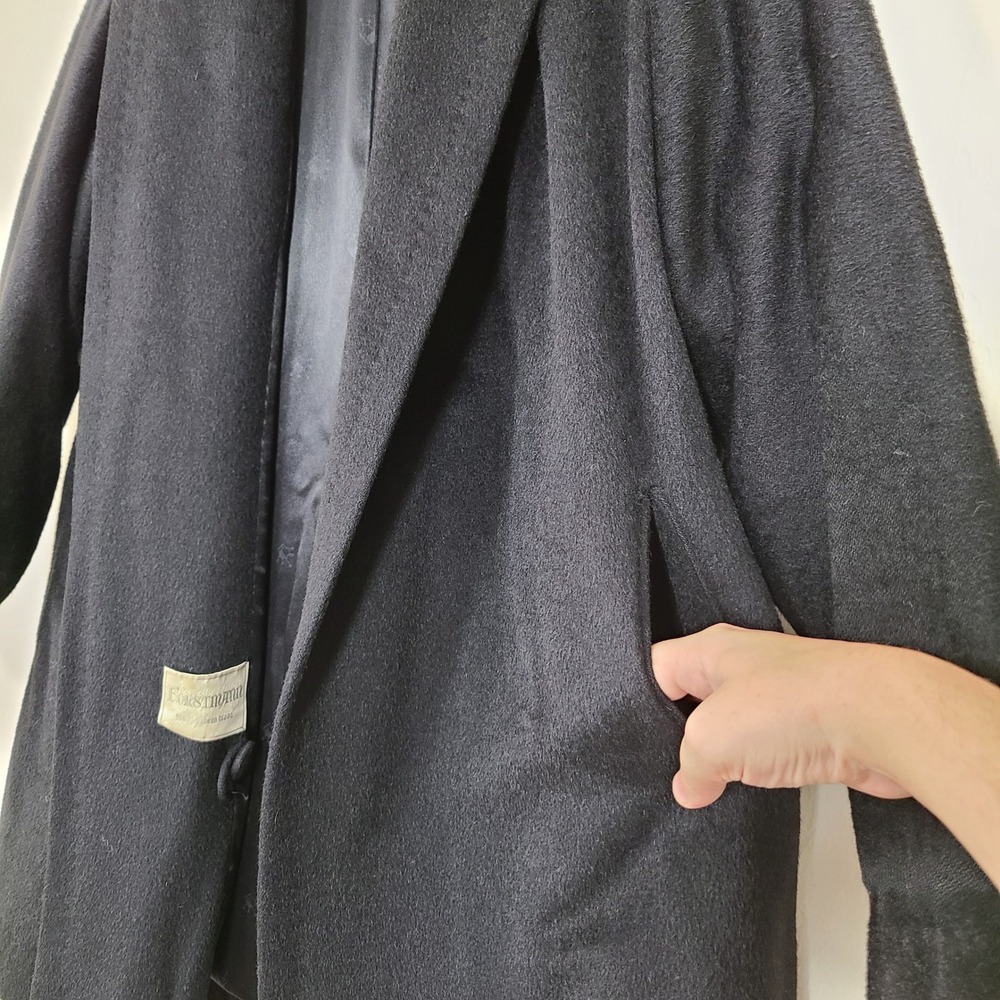 Forstmann Black 100% Virgin Wool Shawl Collar Coat Needs‎ Repairs - Picture 5 of 12